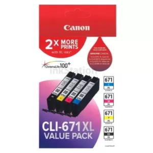 Genuine Canon CLI-671XL High Yield Inkjet Value Pack (CLI671XLVP) [1BK,1C,1M,1Y]