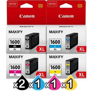 5 Pack Canon PGI-1600XL Genuine High Yield Ink Cartridge [2BK,1C,1M,1Y]