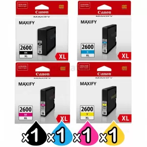 4 Pack Canon PGI-2600XL Genuine High Yield Ink Cartridge [1BK,1C,1M,1Y]