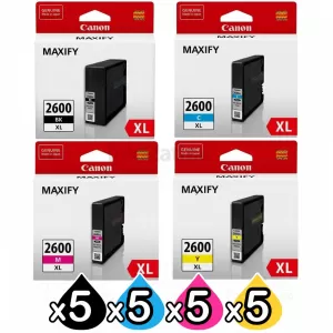 20 Pack Canon PGI-2600XL Genuine High Yield Ink Cartridge [5BK,5C,5M,5Y]