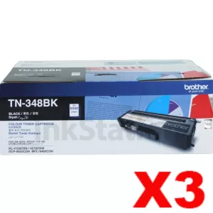 3 x Genuine Brother TN-348BK Black Toner Cartridge - 6,000 pages
