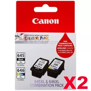 2 x Canon PG-645XL + CL-646XL Genuine High Yield Ink Twin Pack [PG645XLCL646XLCP] [2BK, 2CL]