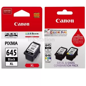 3-Pack Canon PG-645XL + (PG-645XL, CL-646XL - Twin Pack) Genuine High Yield Ink Cartridges [2BK, 1CL]