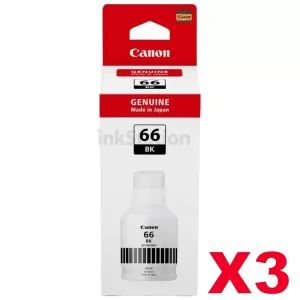 3 x Genuine Canon GI-66BK Black Ink Bottle - 6,000 pages
