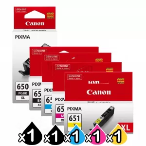 5 Pack Canon PGI-650XL CLI-651XL Genuine High Yield Inkjet Cartridges [1BK,1PBK,1C,1M,1Y]