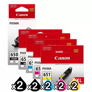 10 Pack Canon PGI-650XL CLI-651XL Genuine High Yield Inkjet Cartridges [2BK,2PBK,2C,2M,2Y]