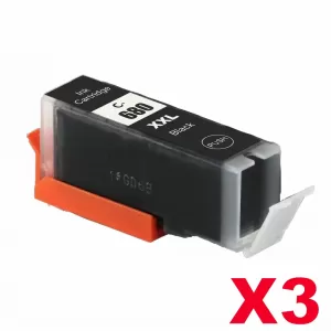 3 x Canon PGI-680XXLBK Extra High Yield Compatible Black Inkjet Cartridge - 600 pages