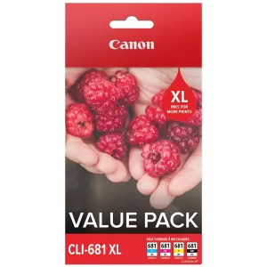 Canon CLI-681XL Value Pack High Yield Genuine Inkjet Cartridges CLI681XLVP [1PBK,1C,1M,1Y]