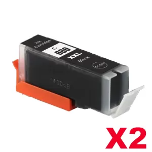 2 x Canon PGI-680XXLBK Extra High Yield Compatible Black Inkjet Cartridge - 600 pages