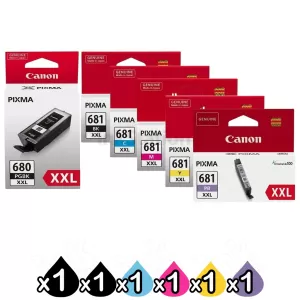 6 Pack Canon PGI-680XXL CLI-681XXL Extra High Yield Genuine Inkjet Cartridges Combo [1BK,1PBK,1C,1M,1Y,1PB]