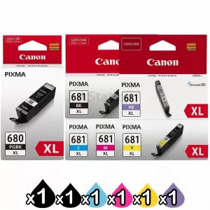 6 Pack Canon PGI-680XL CLI-681XL High Yield Genuine Inkjet Cartridges Combo [1BK,1PBK,1C,1M,1Y,1PB]