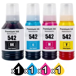 4-Pack Compatible for Epson T542 Ink Bottle Combo [BK+C+M+Y]
