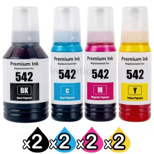 8-Pack Compatible for Epson T542 Ink Bottle Combo [2BK+2C+2M+2Y]
