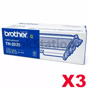 3 x Genuine Brother TN-2025 Toner Cartridge - 2,500 pages