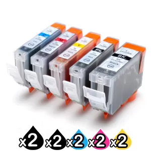 10-Pack Canon PGI-5BK, CLI-8BK/C/M/Y Compatible Inkjet (with Chip) [2BK,2PBK,2C,2M,2Y]
