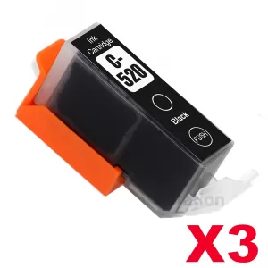 3 x Pack Canon PGI-520BK Compatible Inkjet (with Chip)