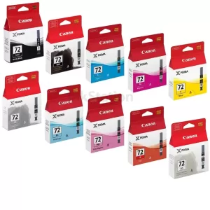 10-Pack Genuine Canon PGI-72 Ink Combo [MBK+PBK+C+M+Y+GY+PC+PM+R+CO]