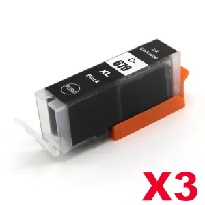 3 x Compatible Canon PGI-670XLBK Black High Yield Inkjet