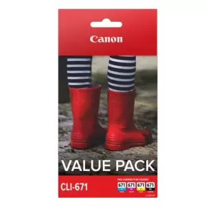 Genuine Canon CLI-671 Ink Cartridge Value Pack CLI671VP [1BK,1C,1M,1Y]