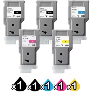 5 Pack Genuine Canon PFI-320 PFI-321 300ML Ink Cartridge Combo [1BK,1MBK,1C,1M,1Y]