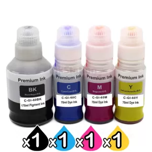 4-Pack Compatible Canon GI60 Ink Bottle [1BK,1C,1M,1Y]