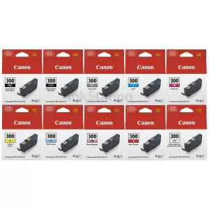 10 Pack Genuine Canon PFI-300 Ink Cartridges Combo [1PBK,1MBK,1C,1M,1Y,1GY,1PC,1PM,1R,1CO]