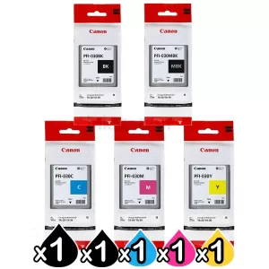 5 Pack Genuine Canon PFI-030 Ink Tank Combo [1BK,1MBK,1C,1M,1Y]