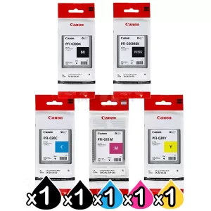 5 Pack Genuine Canon PFI-030BK/MBK/C/Y PFI-031M Ink Tank Combo [1BK,1MBK,1C,1M,1Y]
