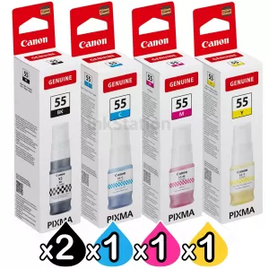 5-Pack Genuine Canon GI-55 Ink Bottle Combo [2BK,1C,1M,1Y]