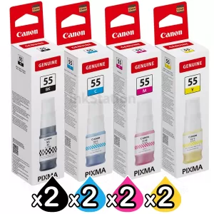 8-Pack Genuine Canon GI-55 Ink Bottle Combo [2BK,2C,2M,2Y]