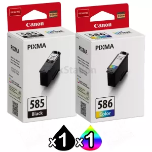 2-Pack Canon PG-585 CL-586 Genuine Ink Cartridges Combo [1Black + 1Colour]