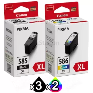 5-Pack Canon PG-585XL CL-586XL Genuine High Yield Ink Cartridges Combo [3Black + 2Colour]