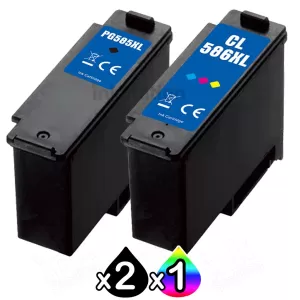 3-Pack Canon PG-585XL CL-586XL Compatible High Yield Ink Cartridges Combo [2Black + 1Colour]