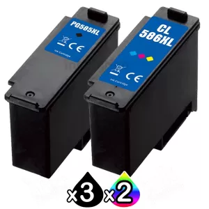 5-Pack Canon PG-585XL CL-586XL Compatible High Yield Ink Cartridges Combo [3Black + 2Colour]