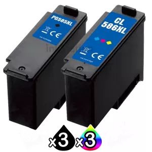 6-Pack Canon PG-585XL CL-586XL Compatible High Yield Ink Cartridges Combo [3Black + 3Colour]