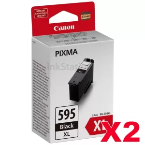 2 x Canon PG-595XL Genuine Black High Yield Ink Cartridge - 300 pages