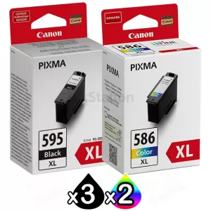 5-Pack Canon PG-595XL CL-586XL Genuine High Yield Ink Cartridges Combo [3Black + 2Colour]