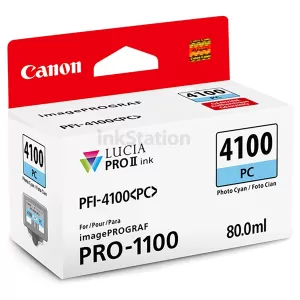 Genuine Canon LUCIA PRO II PFI-4100PC Photo Cyan Ink Tank - 80ML