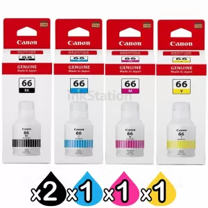 5-Pack Genuine Canon GI-66 Ink Bottle Combo [2BK,1C,1M,1Y]