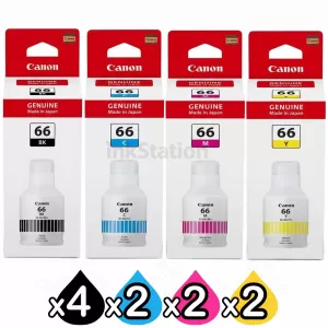 10-Pack Genuine Canon GI-66 Ink Bottle Combo [4BK,2C,2M,2Y]