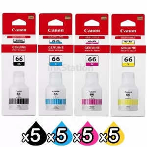 20-Pack Genuine Canon GI-66 Ink Bottle Combo [5BK,5C,5M,5Y]