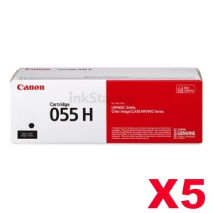 5 x Canon CART-055HB Black High Yield Genuine Toner Cartridge - 7,600 pages