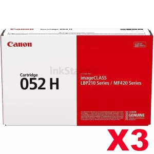 3 x Canon CART-052H High Yield Black Genuine Toner Cartridge - 9,200 pages