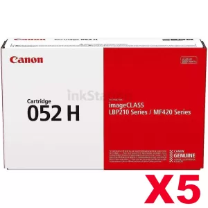 5 x Canon CART-052H High Yield Black Genuine Toner Cartridge - 9,200 pages