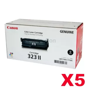 5 x Genuine Canon Black High Yield Toner Cartridge (CART-323BKII) - 10,000 pages