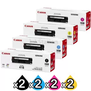 2 sets of 4 Pack Genuine Canon CART-418 Toner Cartridges [2BK,2C,2M,2Y]