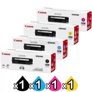4 Pack Genuine Canon CART-418 Toner Cartridges [1BK,1C,1M,1Y]