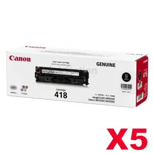 5 x Genuine Canon CART-418BK Black Toner Cartridge - 3,400 pages