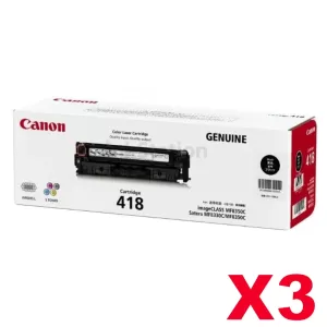 3 x Genuine Canon CART-418BK Black Toner Cartridge - 3,400 pages
