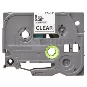 Compatible Brother TZe-121 9mm Black Text on Clear Laminated Tape - 8 meters